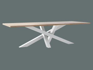Stół z blatem dębowym Mediolan - biały matowy - 290 × 100 cm (dla 12-14 osób)