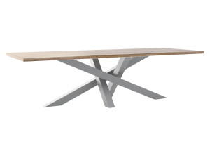 Stół z blatem dębowym Mediolan - srebrny - 290 × 100 cm (dla 12-14 osób)