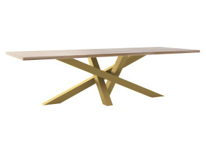 Stół z blatem dębowym Mediolan - złoty - 290 × 100 cm (dla 12-14 osób)