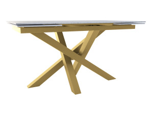 Rozkładany stół z blatem ze spieku kwarcowego Mediolan - złoty - 150 x 90 cm - 230 x 90 cm (4-10 osób)