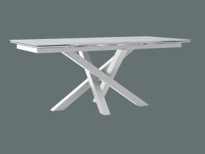 Rozkładany stół z blatem ze spieku kwarcowego Mediolan - biały matowy - 200 x 100 cm - 280 x 100 cm (8-12 osób)