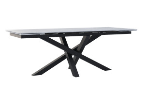 Rozkładany stół z blatem ze spieku kwarcowego Mediolan - czarny mat - 240 x 100 cm - 320 x 100 cm (10-14 osób)