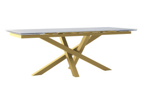 Rozkładany stół z blatem ze spieku kwarcowego Mediolan - złoty - 240 x 100 cm - 320 x 100 cm (10-14 osób)
