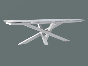 Rozkładany stół z blatem ze spieku kwarcowego Mediolan - biały matowy - 290 x 100 cm - 370 x 100 cm (12-16 osób)