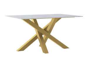 Stół z blatem ze spieku kwarcowego Mediolan - złoty - 150 × 90 cm (dla 4-6 osób)