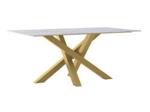 Stół z blatem ze spieku kwarcowego Mediolan - złoty - 180 × 90 cm (dla 6-8 osób)