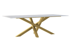 Stół z blatem ze spieku kwarcowego Mediolan - złoty - 240 × 100 cm (dla 10-12 osób)