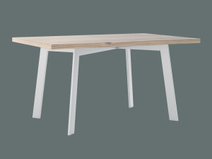 Modny stół do salonu dębowy Shift - biały matowy - 150 × 90 cm (dla 4-6 osób)