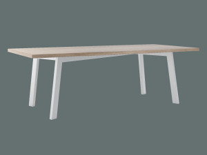Modny stół do salonu dębowy Shift - biały matowy - 240 × 100 cm (dla 10-12 osób)