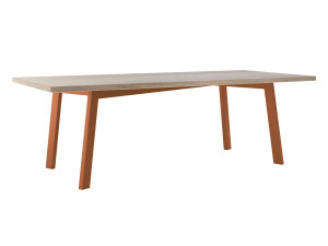 Modny stół do salonu dębowy Shift - miedziany - 240 × 100 cm (dla 10-12 osób)