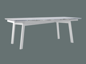 Modny stół rozkładany do salonu ze spieku kwarcowego Shift - biały matowy - 240 x 100 cm - 320 x 100 cm (10-14 osób)