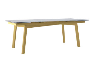 Modny stół rozkładany do salonu ze spieku kwarcowego Shift - złoty - 240 x 100 cm - 320 x 100 cm (10-14 osób)