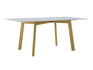 Modny stół do salonu ze spieku kwarcowego Shift - złoty - 180 × 90 cm (dla 6-8 osób)