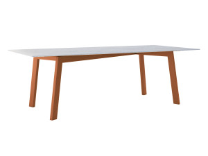 Modny stół do salonu ze spieku kwarcowego Shift - miedziany - 240 × 100 cm (dla 10-12 osób)