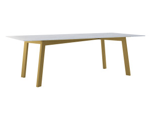 Modny stół do salonu ze spieku kwarcowego Shift - złoty - 240 × 100 cm (dla 10-12 osób)