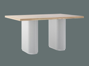 Stół do salonu dębowy Torvo - biały matowy - 150 × 90 cm (dla 4-6 osób)