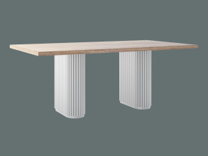 Stół do salonu dębowy Torvo - biały matowy - 200 × 100 cm (dla 8-10 osób)