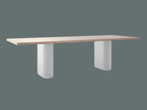 Stół do salonu dębowy Torvo - biały matowy - 290 × 100 cm (dla 12-14 osób)