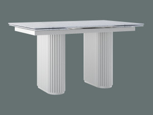 Rozkładany stół do salonu ze spieku kwarcowego Torvo - biały matowy - 150 x 90 cm - 230 x 90 cm (4-10 osób)
