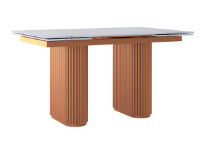 Rozkładany stół do salonu ze spieku kwarcowego Torvo - miedziany - 150 x 90 cm - 230 x 90 cm (4-10 osób)