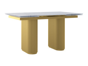Rozkładany stół do salonu ze spieku kwarcowego Torvo - złoty - 150 x 90 cm - 230 x 90 cm (4-10 osób)
