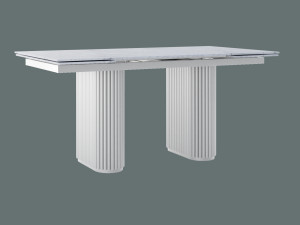 Rozkładany stół do salonu ze spieku kwarcowego Torvo - biały matowy - 180 x 90 cm - 260 x 90 cm (6-12 osób)