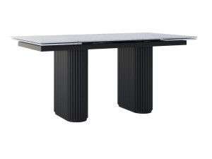 Rozkładany stół do salonu ze spieku kwarcowego Torvo - czarny mat - 180 x 90 cm - 260 x 90 cm (6-12 osób)