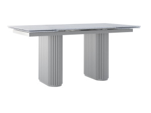Rozkładany stół do salonu ze spieku kwarcowego Torvo - srebrny - 180 x 90 cm - 260 x 90 cm (6-12 osób)