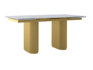 Rozkładany stół do salonu ze spieku kwarcowego Torvo - złoty - 180 x 90 cm - 260 x 90 cm (6-12 osób)