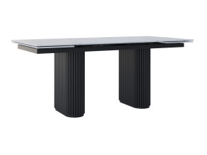 Rozkładany stół do salonu ze spieku kwarcowego Torvo - czarny mat - 200 x 100 cm - 280 x 100 cm (8-12 osób)