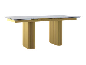 Rozkładany stół do salonu ze spieku kwarcowego Torvo - złoty - 200 x 100 cm - 280 x 100 cm (8-12 osób)