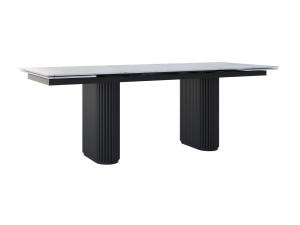 Rozkładany stół do salonu ze spieku kwarcowego Torvo - czarny mat - 240 x 100 cm - 320 x 100 cm (10-14 osób)
