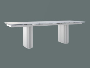 Rozkładany stół do salonu ze spieku kwarcowego Torvo - biały matowy - 290 x 100 cm - 370 x 100 cm (12-16 osób)