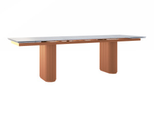 Rozkładany stół do salonu ze spieku kwarcowego Torvo - miedziany - 290 x 100 cm - 370 x 100 cm (12-16 osób)