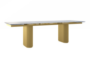 Rozkładany stół do salonu ze spieku kwarcowego Torvo - złoty - 290 x 100 cm - 370 x 100 cm (12-16 osób)
