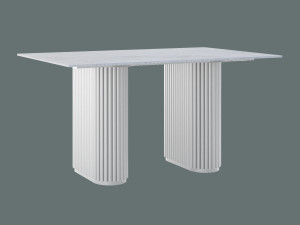 Stół do salonu ze spieku kwarcowego Torvo - biały matowy - 150 × 90 cm (dla 4-6 osób)