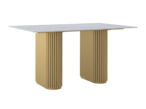 Stół do salonu ze spieku kwarcowego Torvo - złoty - 150 × 90 cm (dla 4-6 osób)