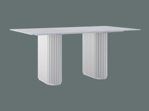 Stół do salonu ze spieku kwarcowego Torvo - biały matowy - 180 × 90 cm (dla 6-8 osób)