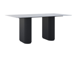 Stół do salonu ze spieku kwarcowego Torvo - czarny mat - 180 × 90 cm (dla 6-8 osób)