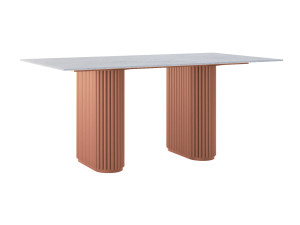 Stół do salonu ze spieku kwarcowego Torvo - miedziany - 180 × 90 cm (dla 6-8 osób)