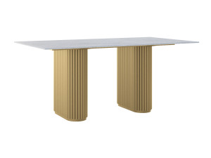 Stół do salonu ze spieku kwarcowego Torvo - złoty - 180 × 90 cm (dla 6-8 osób)