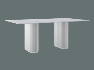 Stół do salonu ze spieku kwarcowego Torvo - biały matowy - 200 × 100 cm (dla 8-10 osób)