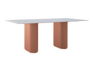 Stół do salonu ze spieku kwarcowego Torvo - miedziany - 200 × 100 cm (dla 8-10 osób)