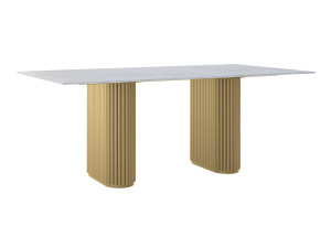Stół do salonu ze spieku kwarcowego Torvo - złoty - 200 × 100 cm (dla 8-10 osób)