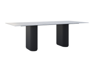 Stół do salonu ze spieku kwarcowego Torvo - czarny mat - 240 × 100 cm (dla 10-12 osób)