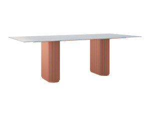 Stół do salonu ze spieku kwarcowego Torvo - miedziany - 240 × 100 cm (dla 10-12 osób)