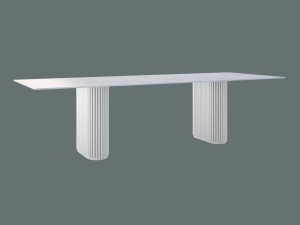 Stół do salonu ze spieku kwarcowego Torvo - biały matowy - 290 × 100 cm (dla 12-14 osób)