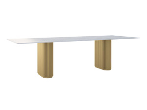 Stół do salonu ze spieku kwarcowego Torvo - złoty - 290 × 100 cm (dla 12-14 osób)