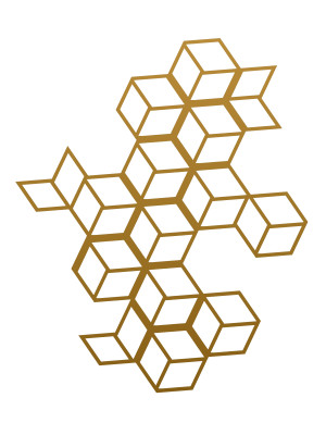 Dekoracja ścienna metalowa na rośliny pnące Trejaż Cube L 80x98 cm - złoty