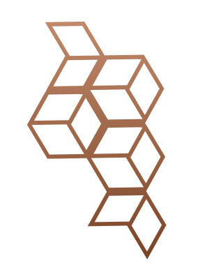 Dekoracja ścienna metalowa na rośliny pnące Trejaż Cube S 35x61 cm - miedziany